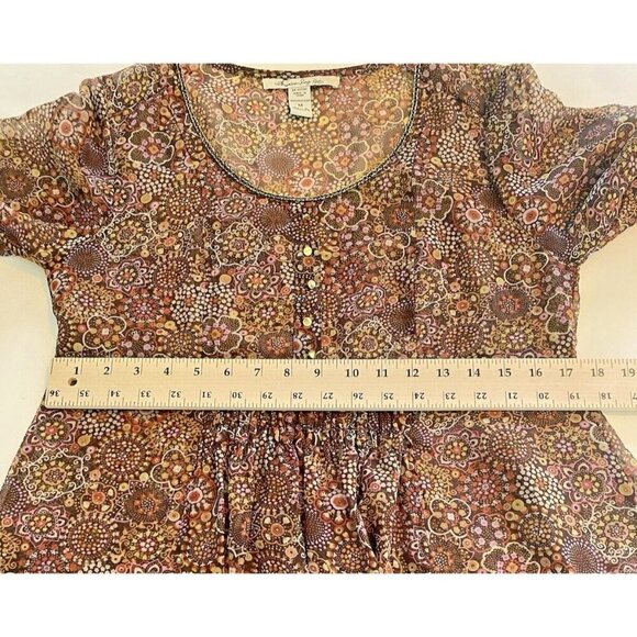 American Rag Cie Womens Top Sheer Floral Blouse Boho Fairy Coquette Cottage Sz M - Picture 5 of 13